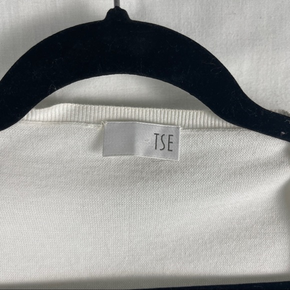 TSE 100% Cotton White L/S Front Tie Cardigan Sweater - Picture 6 of 12